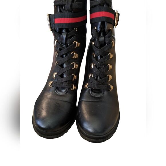 Ribonea Lace-Up Platform Ankle Boot size 10 Black Red belted. - Picture 7 of 12